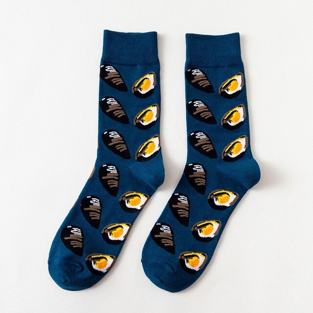 1pair Combed Cotton Fashion Hip Hop Man woman Socks Harajuku fruit Skateboard oil painting animal Happy Socks Funny Sokken