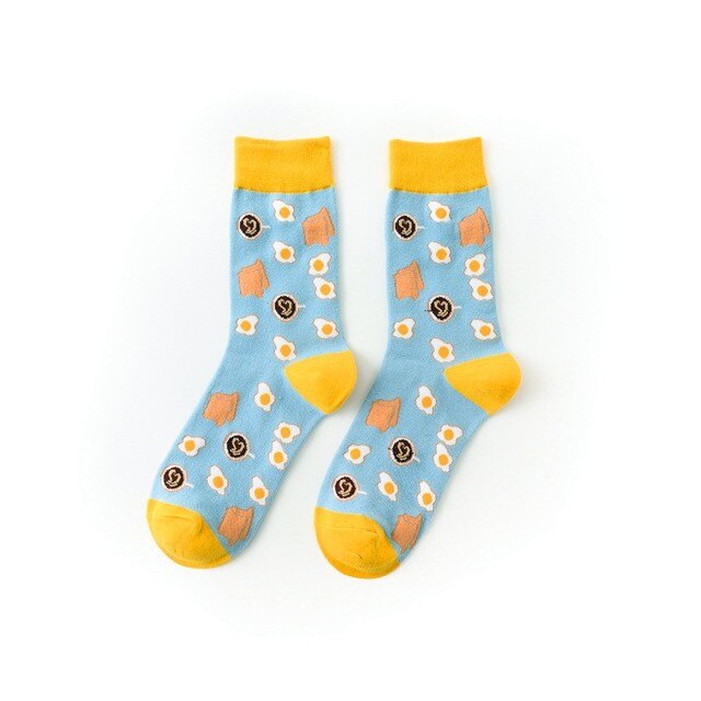 1pair Combed Cotton Fashion Hip Hop Man woman Socks Harajuku fruit Skateboard oil painting animal Happy Socks Funny Sokken