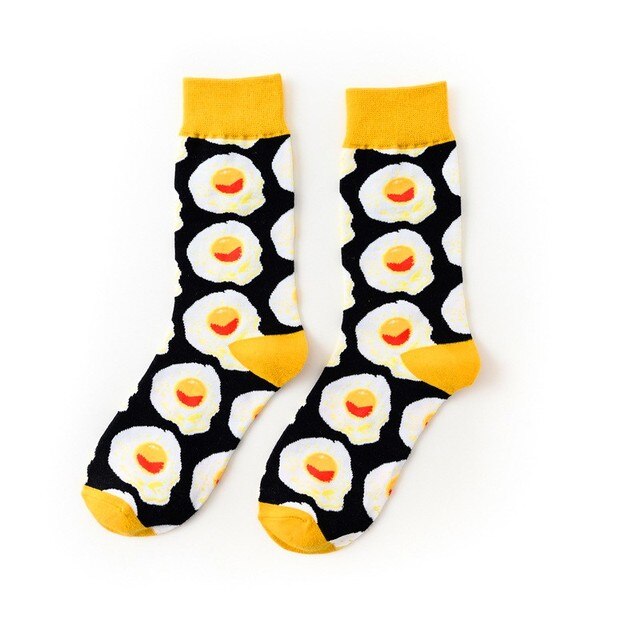 1pair Combed Cotton Fashion Hip Hop Man woman Socks Harajuku fruit Skateboard oil painting animal Happy Socks Funny Sokken