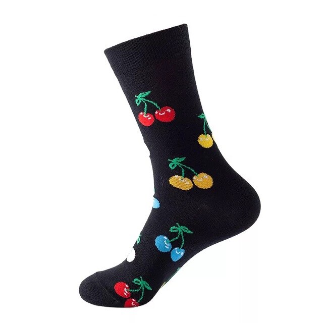 1pair Combed Cotton Fashion Hip Hop Man woman Socks Harajuku fruit Skateboard oil painting animal Happy Socks Funny Sokken