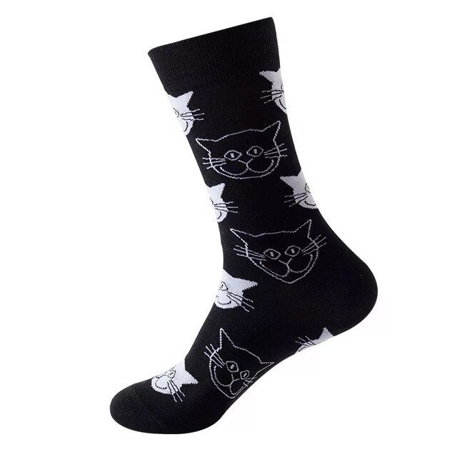 1pair Combed Cotton Fashion Hip Hop Man woman Socks Harajuku fruit Skateboard oil painting animal Happy Socks Funny Sokken