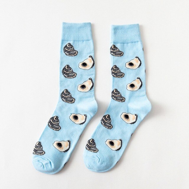 1pair Combed Cotton Fashion Hip Hop Man woman Socks Harajuku fruit Skateboard oil painting animal Happy Socks Funny Sokken