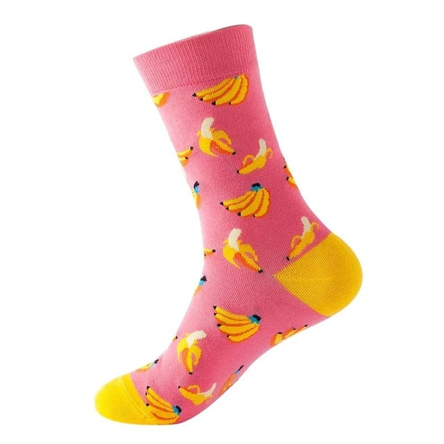 1pair Combed Cotton Fashion Hip Hop Man woman Socks Harajuku fruit Skateboard oil painting animal Happy Socks Funny Sokken