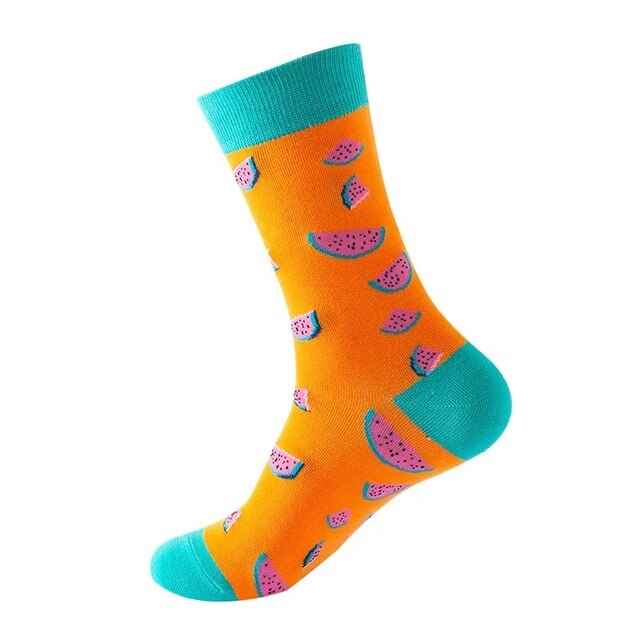 1pair Combed Cotton Fashion Hip Hop Man woman Socks Harajuku fruit Skateboard oil painting animal Happy Socks Funny Sokken