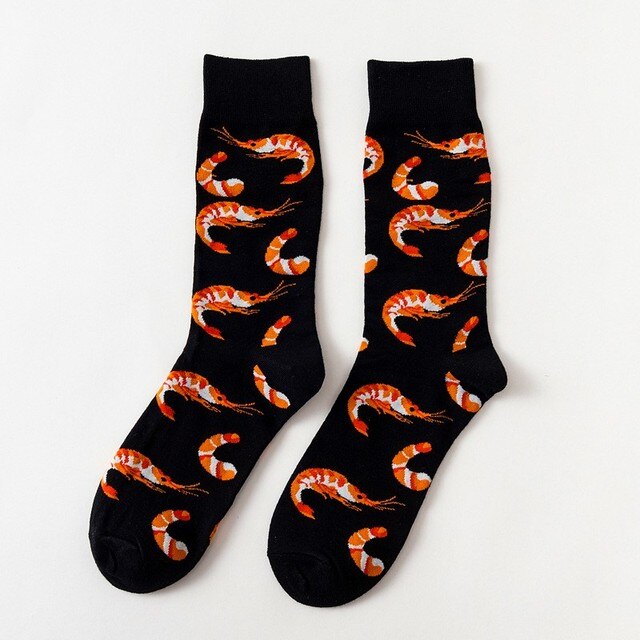 1pair Combed Cotton Fashion Hip Hop Man woman Socks Harajuku fruit Skateboard oil painting animal Happy Socks Funny Sokken