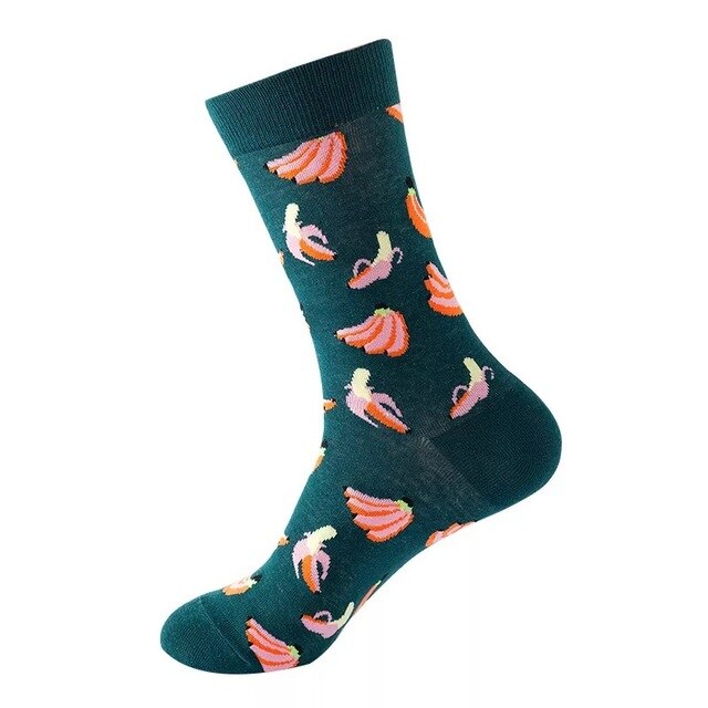 1pair Combed Cotton Fashion Hip Hop Man woman Socks Harajuku fruit Skateboard oil painting animal Happy Socks Funny Sokken