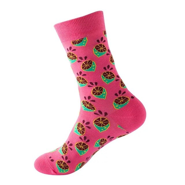 1pair Combed Cotton Fashion Hip Hop Man woman Socks Harajuku fruit Skateboard oil painting animal Happy Socks Funny Sokken