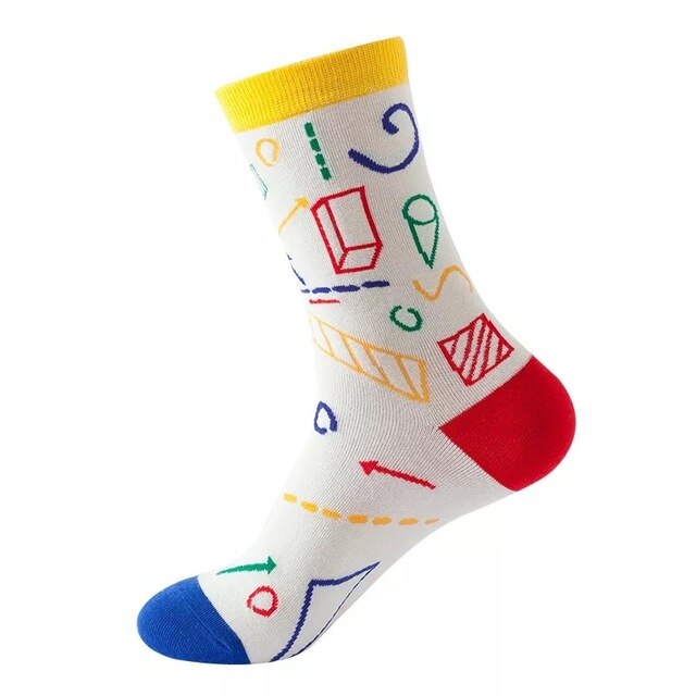 1pair Combed Cotton Fashion Hip Hop Man woman Socks Harajuku fruit Skateboard oil painting animal Happy Socks Funny Sokken