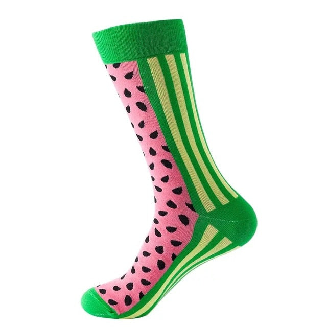 1pair Combed Cotton Fashion Hip Hop Man woman Socks Harajuku fruit Skateboard oil painting animal Happy Socks Funny Sokken