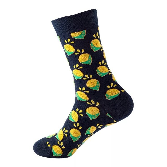 1pair Combed Cotton Fashion Hip Hop Man woman Socks Harajuku fruit Skateboard oil painting animal Happy Socks Funny Sokken