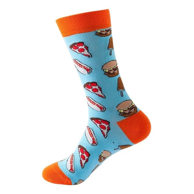 1pair Combed Cotton Fashion Hip Hop Man woman Socks Harajuku fruit Skateboard oil painting animal Happy Socks Funny Sokken