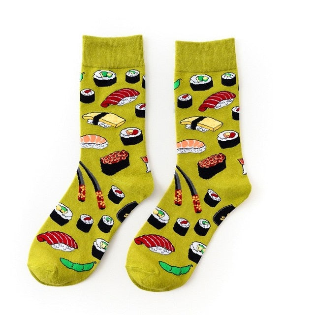 1pair Combed Cotton Fashion Hip Hop Man woman Socks Harajuku fruit Skateboard oil painting animal Happy Socks Funny Sokken