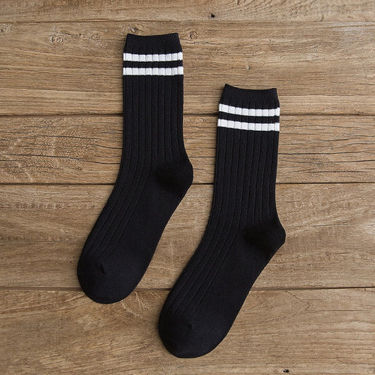 Japanese Loose Harajuku, Solid colors ,Needles Knitting Striped Cotton Socks