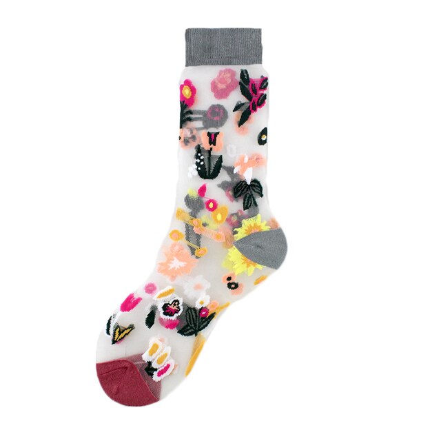 Harajuku Crystal Silk Tide Socks Funny Sunflowers Vines