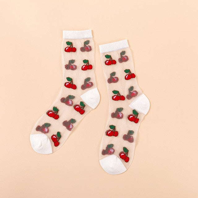 Harajuku Crystal Silk Tide Socks Funny Sunflowers Vines