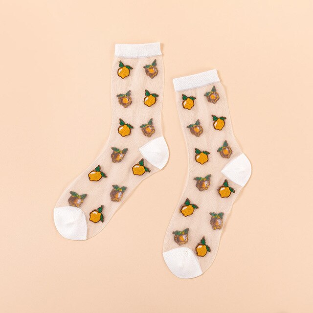 Harajuku Crystal Silk Tide Socks Funny Sunflowers Vines