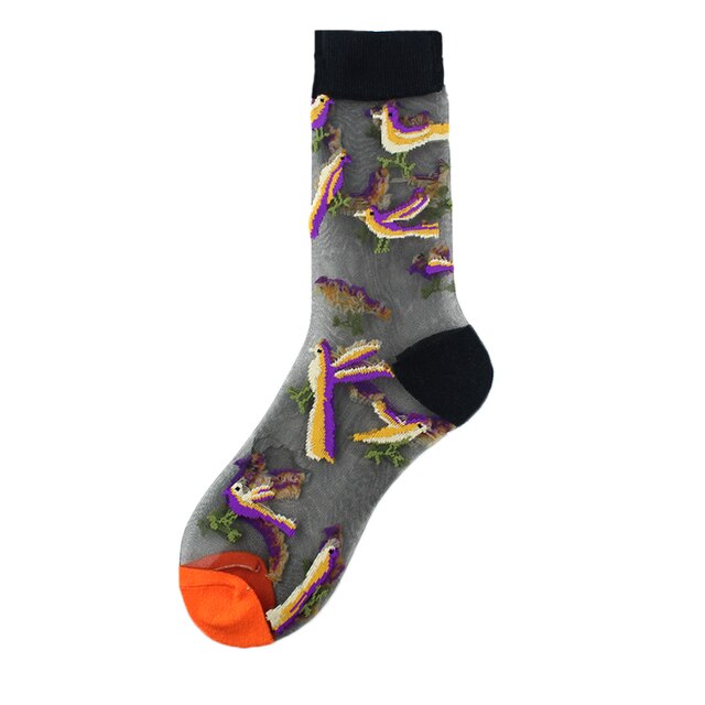 Harajuku Crystal Silk Tide Socks Funny Sunflowers Vines