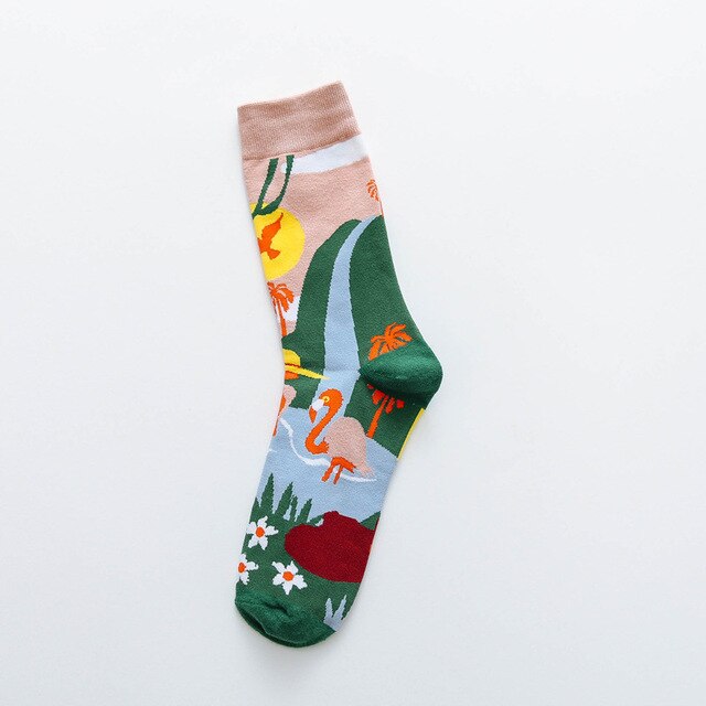 Women Socks Occident Fashion Colorful Print Socks