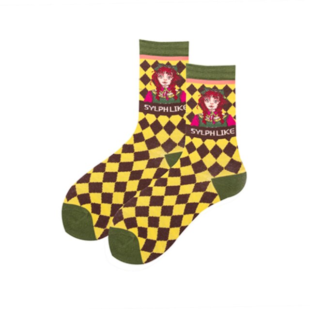Women Socks Occident Fashion Colorful Print Socks