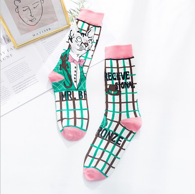 Women Socks Occident Fashion Colorful Print Socks