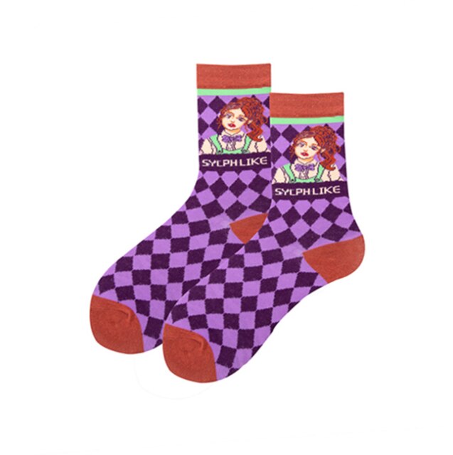 Women Socks Occident Fashion Colorful Print Socks