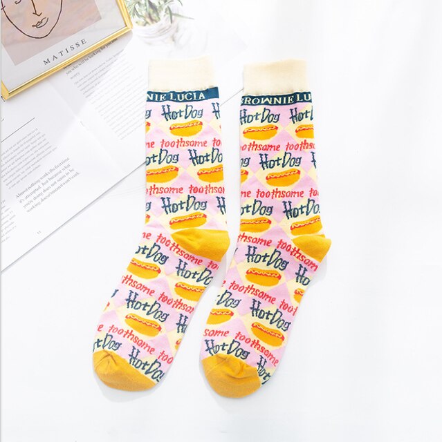 Women Socks Occident Fashion Colorful Print Socks