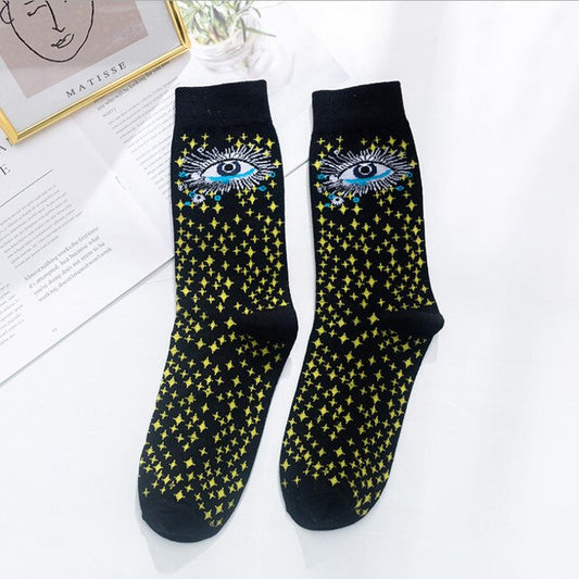 Women Socks Occident Fashion Colorful Print Socks