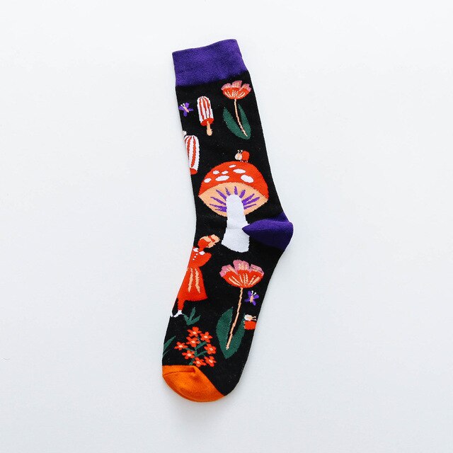 Women Socks Occident Fashion Colorful Print Socks