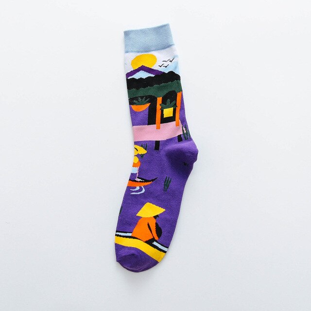 Women Socks Occident Fashion Colorful Print Socks