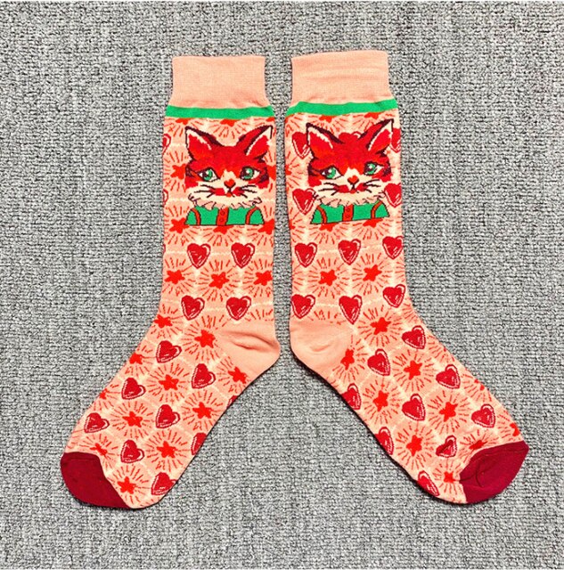 Women Socks Occident Fashion Colorful Print Socks