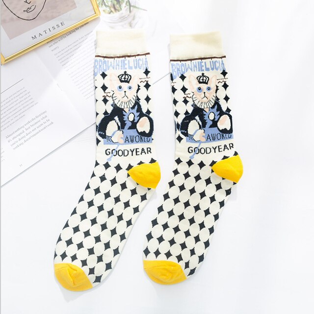 Women Socks Occident Fashion Colorful Print Socks