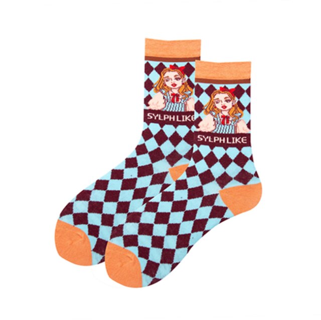 Women Socks Occident Fashion Colorful Print Socks