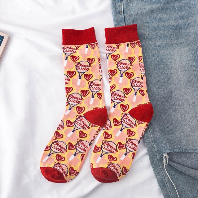 Women Socks Occident Fashion Colorful Print Socks