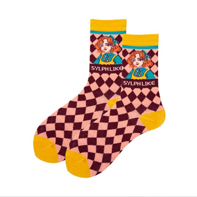 Women Socks Occident Fashion Colorful Print Socks