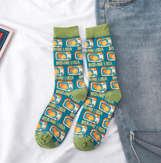 Women Socks Occident Fashion Colorful Print Socks