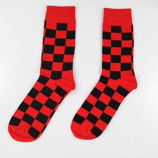 Men Happy Funny Socks Geometric Stripe Square Dot Colorful Personality Male Korea Street Harajuku Hip Hop Socks Autumn Winter