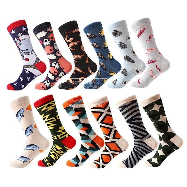 MYORED 12 pairs / lot colorful For men's cotton funny winter Warm fruit socks novelty Fashionable men's wedding sock gift NO BOX