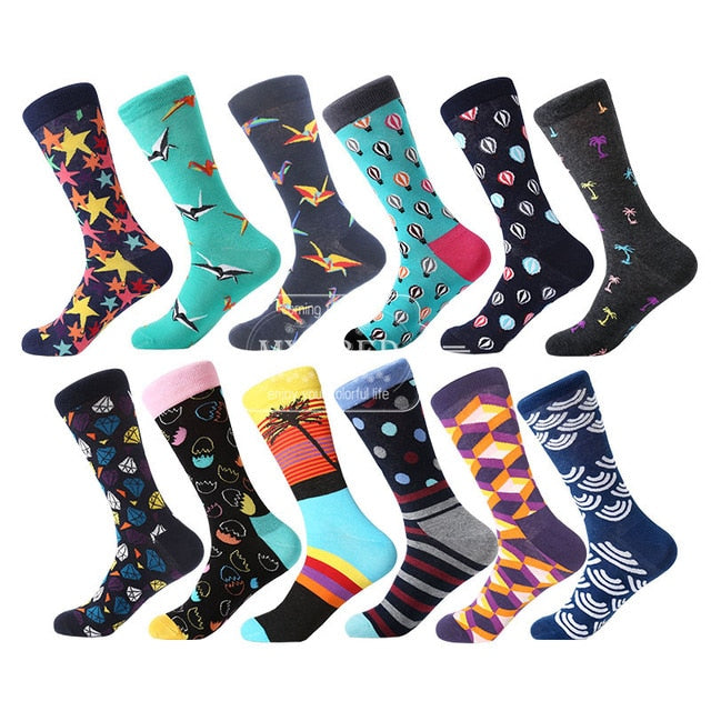MYORED 12 pairs / lot colorful For men's cotton funny winter Warm fruit socks novelty Fashionable men's wedding sock gift NO BOX
