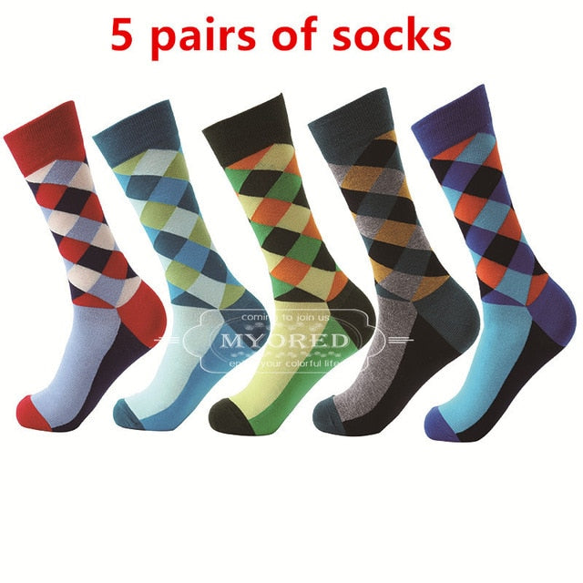 MYORED men's socks gift popular fruit patterns combed cotton crew socks for men Causal Novelty Gifts Socks
