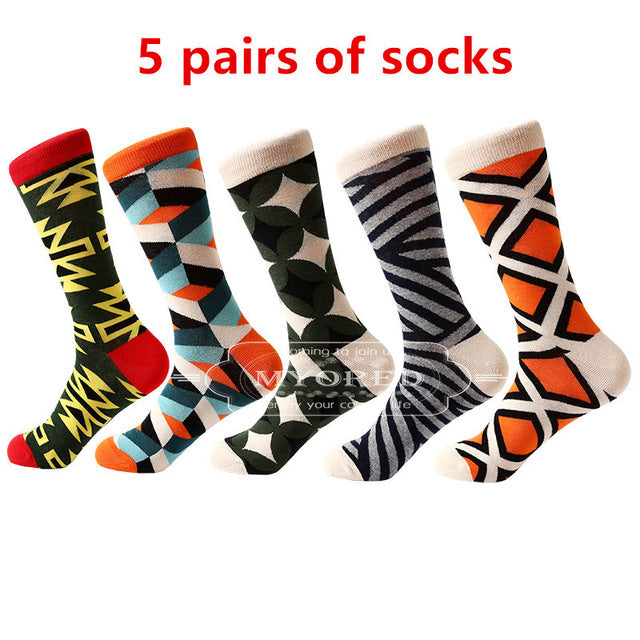 MYORED men's socks gift popular fruit patterns combed cotton crew socks for men Causal Novelty Gifts Socks