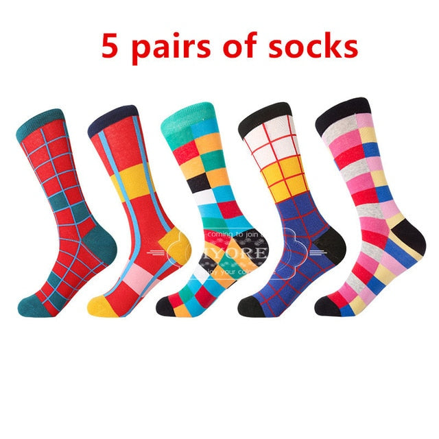 MYORED men's socks gift popular fruit patterns combed cotton crew socks for men Causal Novelty Gifts Socks