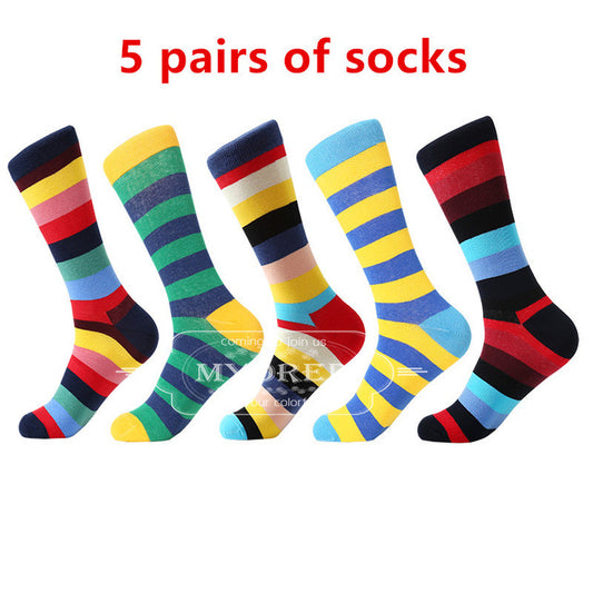 MYORED  men's socks gift popular fruit patterns combed cotton crew socks for men Causal Novelty Gifts Socks