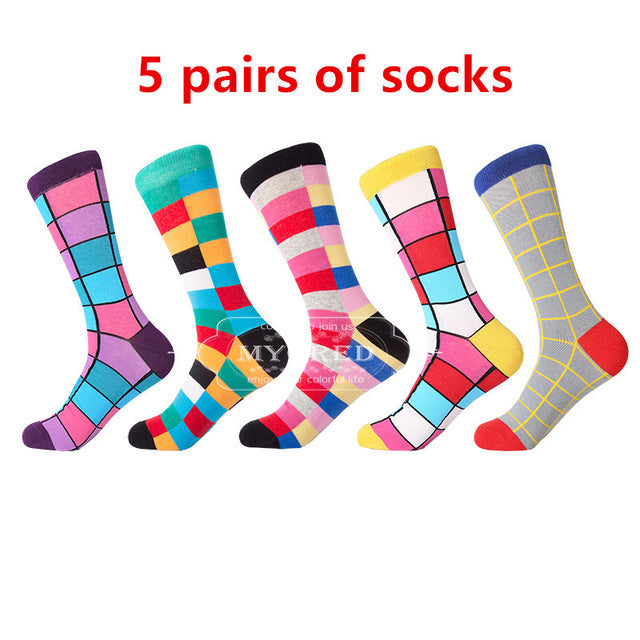 MYORED men's socks gift popular fruit patterns combed cotton crew socks for men Causal Novelty Gifts Socks