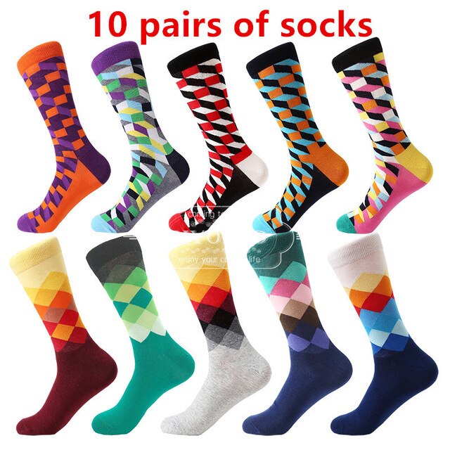 MYORED men's socks gift popular fruit patterns combed cotton crew socks for men Causal Novelty Gifts Socks