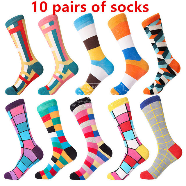 MYORED men's socks gift popular fruit patterns combed cotton crew socks for men Causal Novelty Gifts Socks