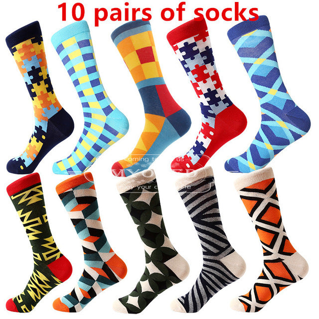 MYORED men's socks gift popular fruit patterns combed cotton crew socks for men Causal Novelty Gifts Socks