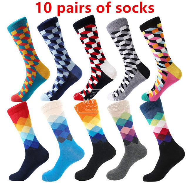 MYORED men's socks gift popular fruit patterns combed cotton crew socks for men Causal Novelty Gifts Socks