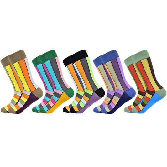Hot Sale men socks 2019 new colorful gifts for men cotton mens socks geometric lattice classic business casual happy socks men