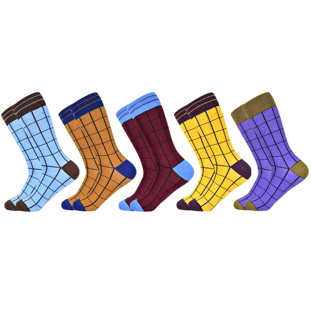 Hot Sale men socks 2019 new colorful gifts for men cotton mens socks geometric lattice classic business casual happy socks men