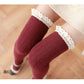 Lace Patchwork Women's Cotton Thigh High Socks